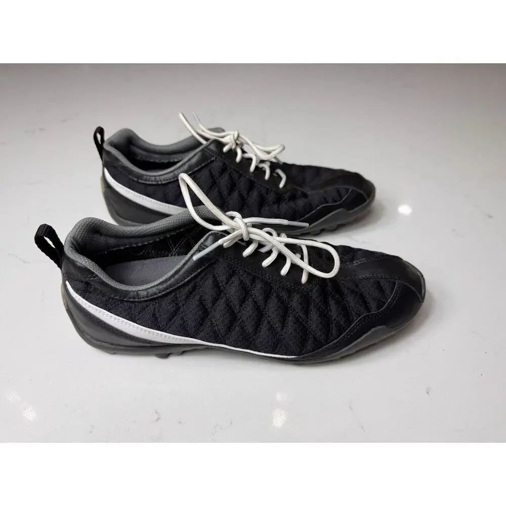 Footjoy Golf Shoes Womens 8.5 M Black Quilted Leather Spikeless Lace Up Sneaker